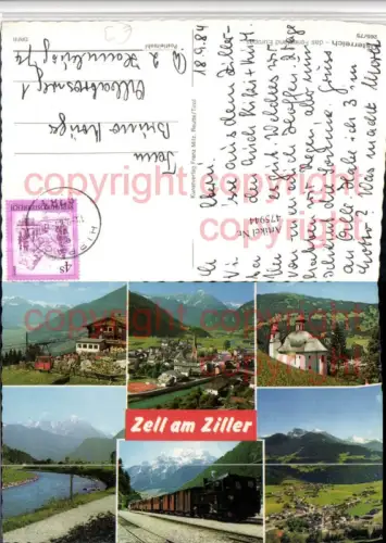 475944,Zell am Ziller Totale Kirche Seilbahn Eisenbahn Mehrbildkarte