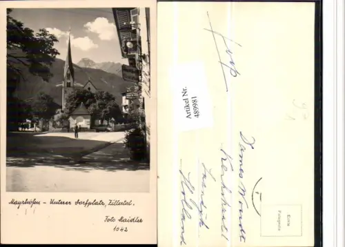 489981,Mayrhofen Unterer Dorfplatz Kirche Gasthof pub Foto Maidler 1042