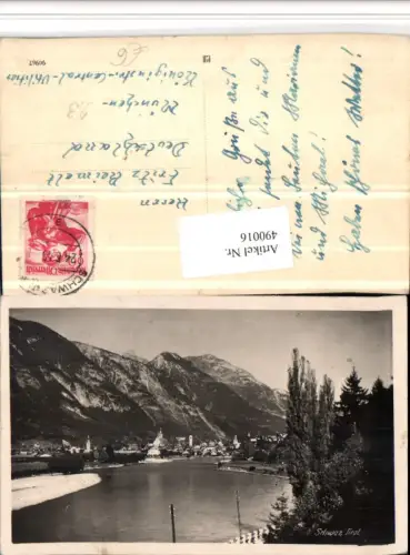 490016,Schwaz Teilansicht Fluss Bergkulisse