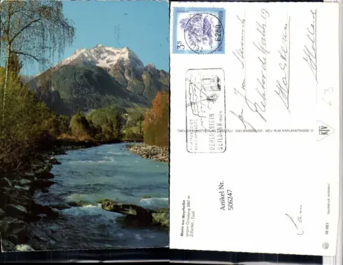 506247,Mayrhofen Fluss geg. Grünberg Bergkulisse