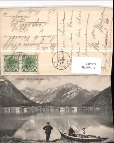 506412,Pertisau am Achensee Totale m. Fürstenhaus Ruderboot Bergkulisse