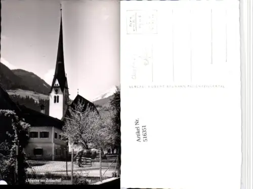 516351,Uderns im Zillertal Kirche Pferd Bergkulisse