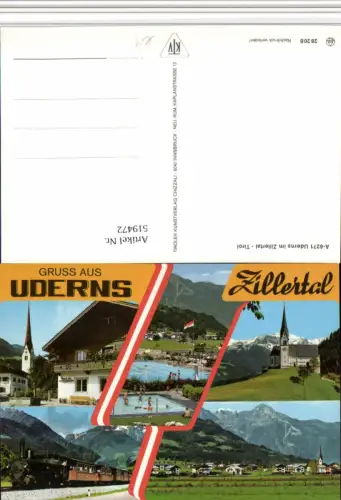 519472,Uderns im Zillertal Totale Freibad Eisenbahn Mehrbildkarte