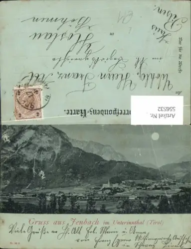556532,tolle Mond Lithographie Gruß aus Jenbach im Unterinnthal Tirol Schwaz