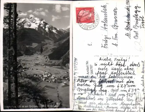 566707,Foto Ak Mayrhofen m. Grünberg Zillertal