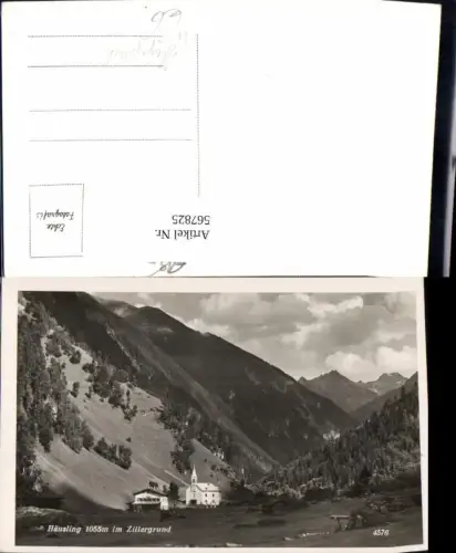 567825,Foto Ak Brandberg Häusling i. Zillergrund Kirche