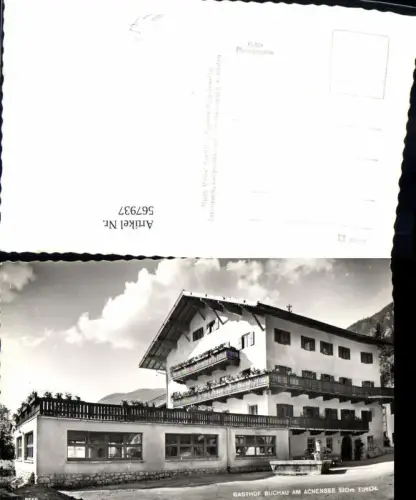 567937,Foto Ak Eben a. Achensee Gasthof Buchau Brunnen Auto