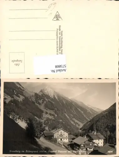573808,Foto Ak Brandberg i. Zillergrund Gasthof Thanner m. Depandance