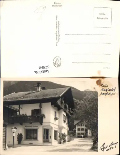 573841,Foto Ak Mayrhofen Haus Kaplenig pub Hruschka 1950