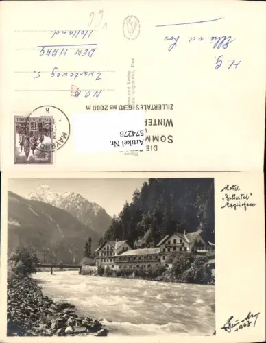 574278,Foto Ak Mayrhofen Hotel Zillertal pub Hruschka 1867