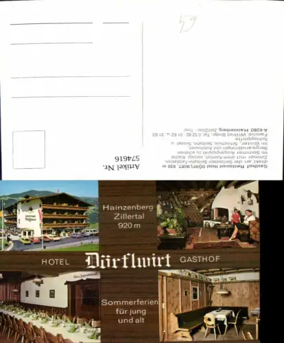 574616,Mehrbild Ak Hainzenberg Zell Ziller Gasthof Restaurant Hotel Dörflwirt