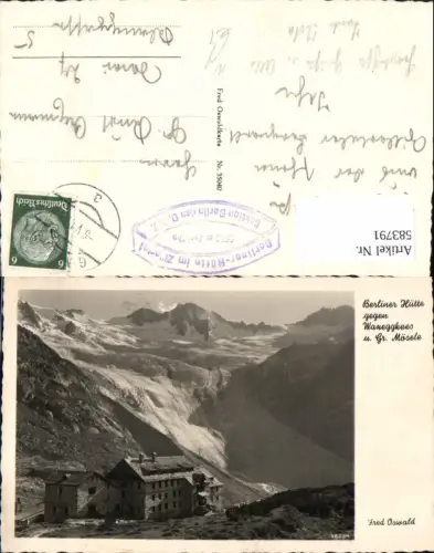 583791,Foto Ak Berliner Hütte geg. Waxeggkees u. Gr. Mösele Mayrhofen Ginzling