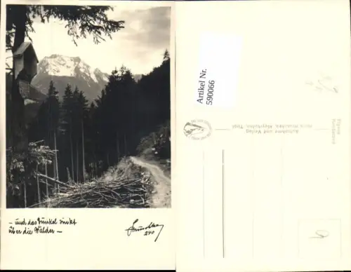 590066,Foto-AK Wald Marterl Wegkreuz Zillertal Mayrhofen pub Hruschka 240