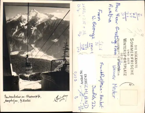 593743,Foto Ak Penkenbahn u. Ahornspitze Mayrhofen Seilbahn Zillertal pub Hruschka 3112