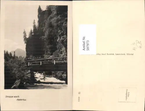 597973,Foto Ak Strasse n. Hintertux Tux Brücke Oldtimer Automobil