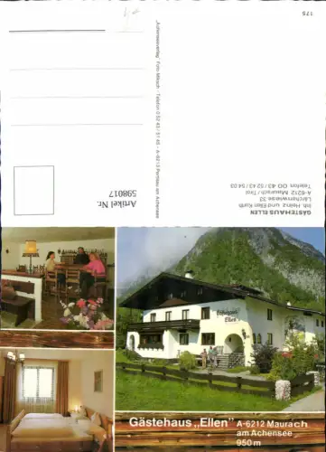 598017,Mehrbild Ak Maurach a. Achensee Eben a. Achensee Gästehaus Ellen Gaststube Zimmer
