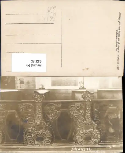 622152,Foto Ak Schwaz Kirche Detailansicht Bank Kind pub G. Angerer 18