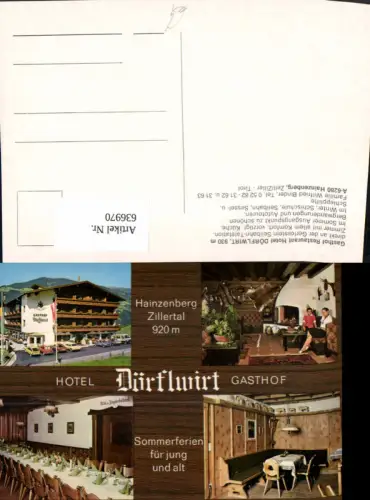 636970,Mehrbild Ak Hainzenberg Zell a. Ziller Gasthof Restaurant Hotel Dörflwirt