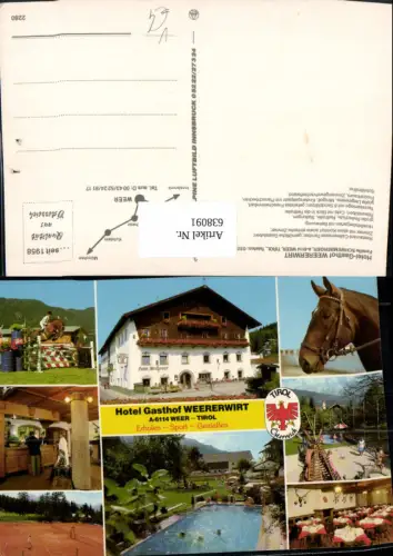 638091,Mehrbild Ak Weer Tirol Hotel Gasthof Weererwirt Pferd pub Alpine Luftbild 2280