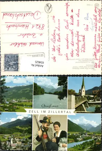 654625,Mehrbild Ak Zell im Zillertal Tracht Brück mit Cafe