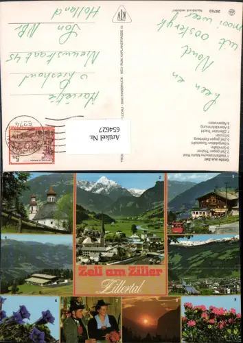 654627,Mehrbild Ak Zell am Ziller Seilbahn Tracht Enzian