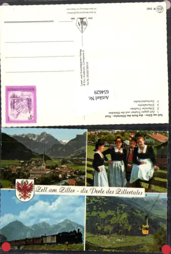 654629,Mehrbild Ak Zell am Ziller Seilbahn Tracht Eisenbahn Dampflok