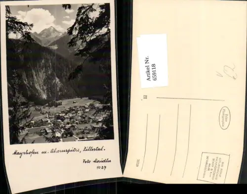 659118,Foto Ak Mayrhofen u. Ahornspitze Zillertal pub Foto Maidler 1027