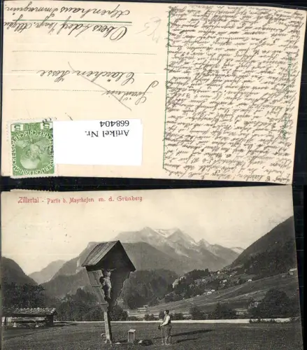 668404,Zillertal Partie b. Mayrhofen m. d. Grünberg Wegkreuz