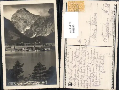 668985,Foto Ak Fürstenhaus a. Achensee Pertisau Eben a. Achensee