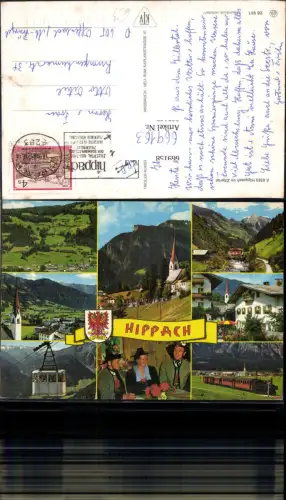 669163,Mehrbild Ak Hippach im Zillertal Seilbahn Tracht Eisenbahn