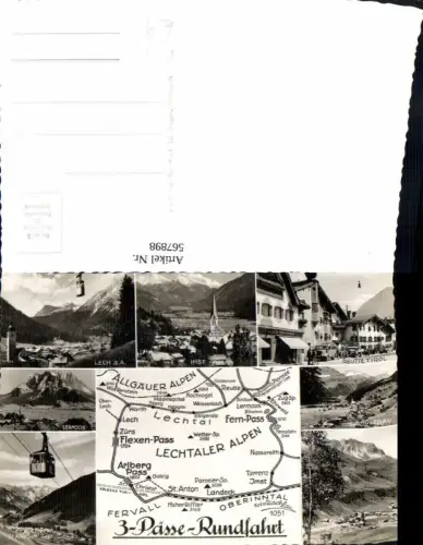 567898,Mehrbild Ak 3-Pässe-Rundfahrt Lagekarte Imst Reutte Lermoos Holzgau Gondel Seilbahn pub Risch-Lau