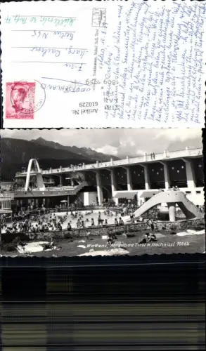 610229,Foto Ak Wattens Alpenbad m. Hochnissel Schwimmbad