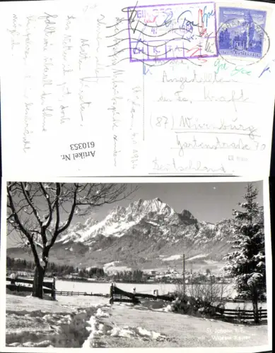 610353,Foto Ak St Johann i. Tirol m. Wildem Kaiser Winteransicht