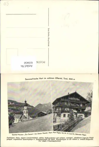 610450,Mehrbild Ak Hart i. Zillertal Gasthof Pension Zur Sonne Post Fügen