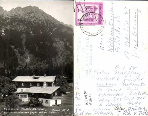 610721,Foto Ak Scheffau Alpengasthof Pension Bärnstatt a. Hintersteinersee geg. Wilden Kaiser