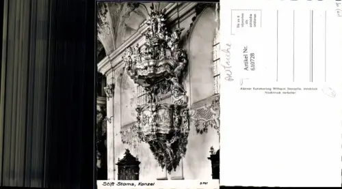 610728,Foto Ak Stams Stift Kanzel Innenansicht