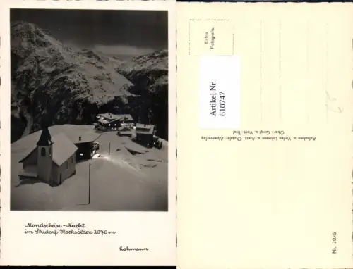 610747,Foto Ak Hochsölden Sölden Mondscheinnacht i. Winter