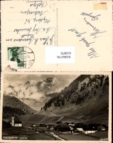 610870,Foto Ak Niedertai Niederthai Umhausen Ansicht m. Kirche