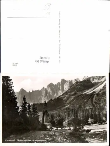 611002,Foto Ak Karwendel Barth-Denkmal Laliderwände Ahornboden Vomp Scharnitz