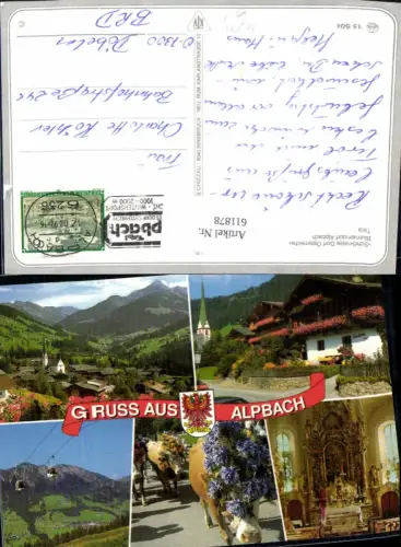 611878,Mehrbild Ak Alpbach Tirol Seilbahn Rinder Kühe Kirche Innenansicht
