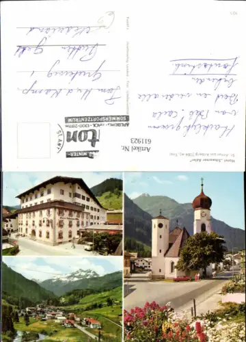 611923,Mehrbild Ak St Anton a. Arlberg Hotel Schwarzer Adler Kirche