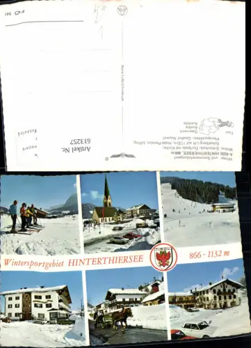 613257,Mehrbild Ak Hinterthiersee Thiersee Schischule Dorfplatz Kirche Gasthof Neuwirt pub Alpine Luftbild FÖ 541