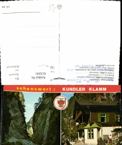 613341,Mehrbild Ak Kundl Unterinntal Kundler Klamm pub Alpine Luftbild FÖ 836