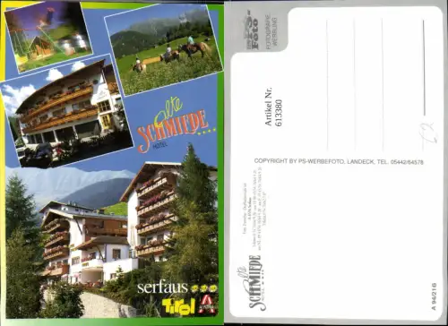 613380,Mehrbild Ak Serfaus Tirol Hotel Alte Schmiede Pferde Reiten