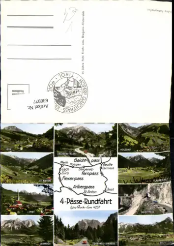 636977,Mehrbild Ak 4-Pässe-Rundfahrt Lech St Anton Holzgau Gaichtpass Lermoos pub Risch-Lau
