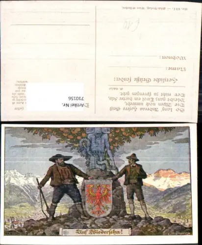 710156 Künstler AK Ernst Kutzer Innsbruck Auf Wiedersehen Andreas Hofer