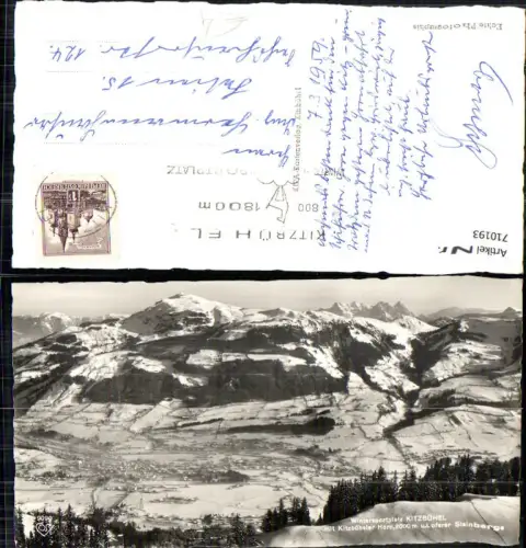 710193 Foto AK Kitzbühel mit Kitzbüheler Horn u. Loferer Steinberge im Winter