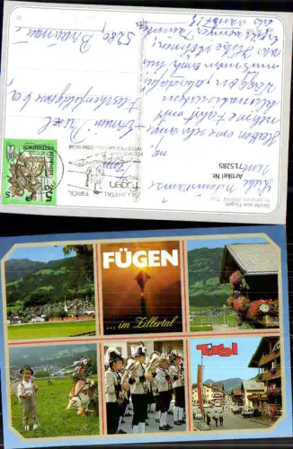 715285 Mehrbild AK Fügen im Zillertal Musikkapelle Dorfpartie Kuh Rind