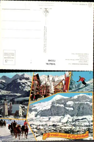 715348 Mehrbild AK Kitzbühel Schlittenfahrt Vorderstadt geg. Wilden Kaiser Wintersport