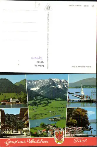 715410 Mehrbild AK Walchsee Tirol Ortsmotiv Badeufer Segelboot